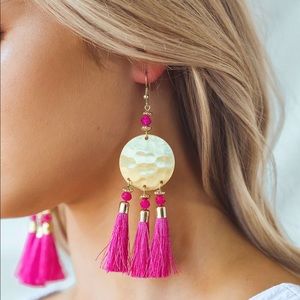 Magenta Tassel Earrings